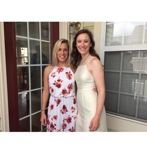 Cream party dress with metallic gold thread detail